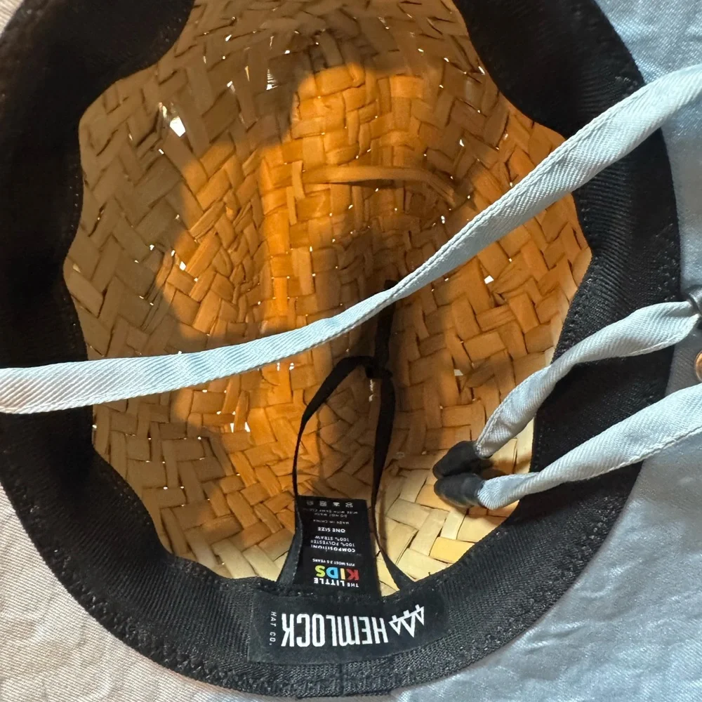 Kids' Woven Straw Hat with Gray Trim - Picture 4 of 12